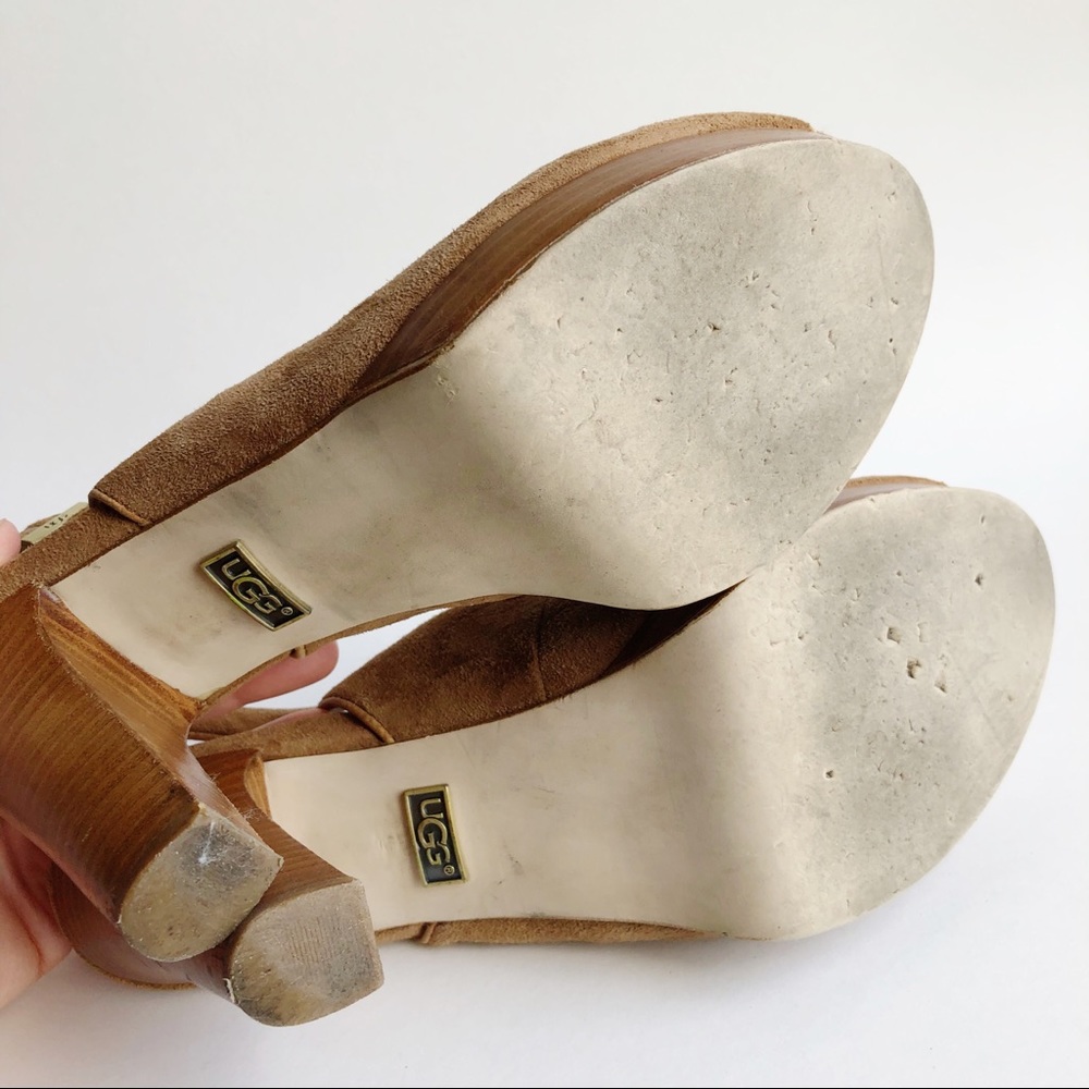 Ugg Johana Chestnut Suede Platform Pump Tan 9.5 - Picture 5 of 8